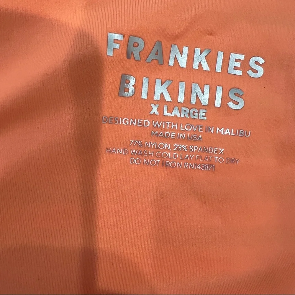 Frankies Bikinis Catalina Ribbed Stripe Bikini Bottom Rainbow Orange XL NWT